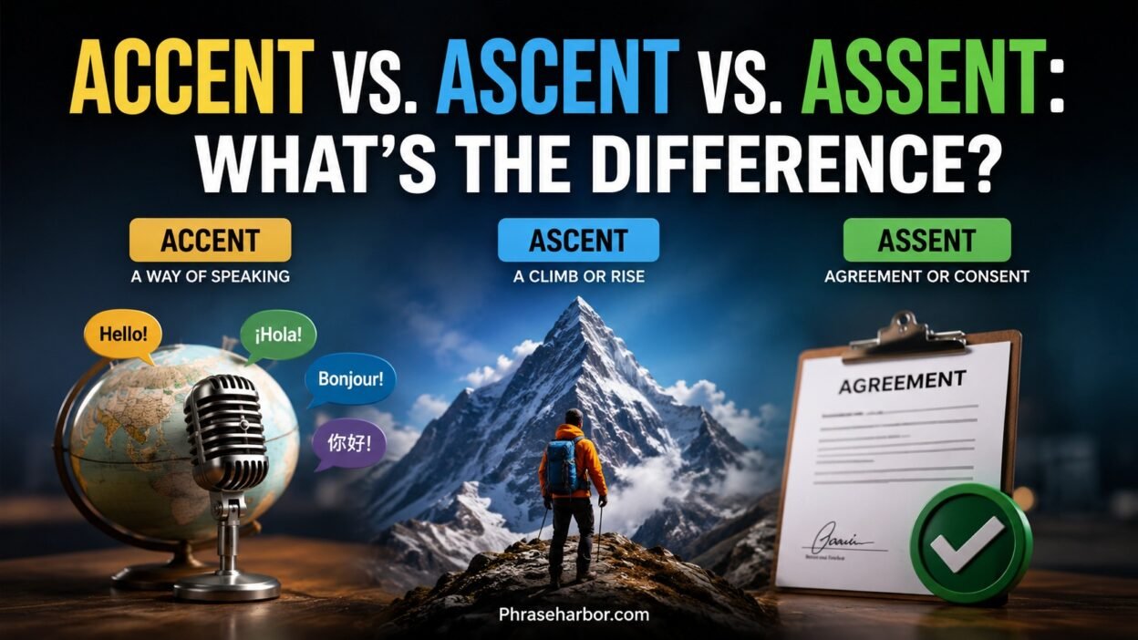 Accent vs. Ascent vs. Assent